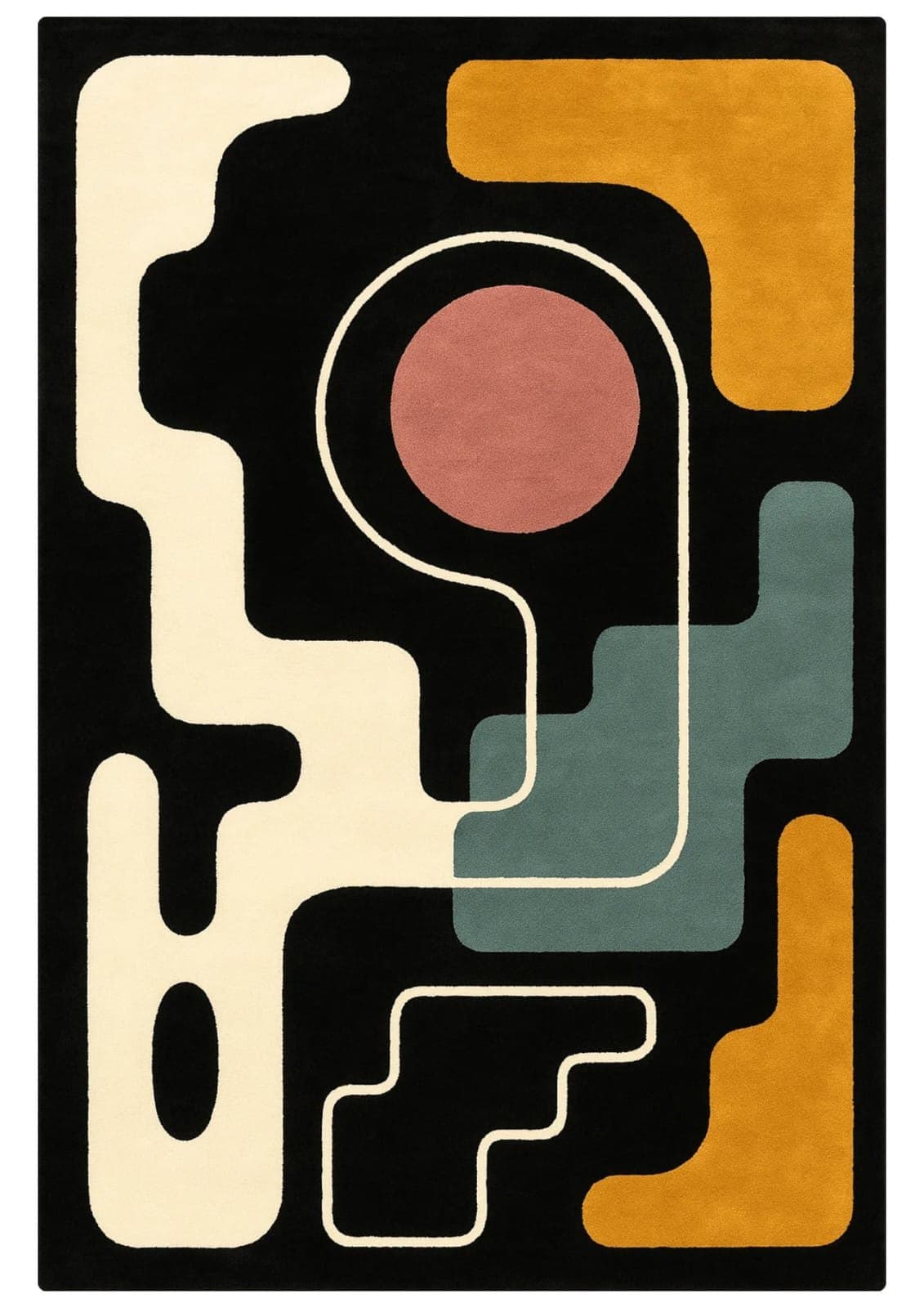 Noir & Gold Abstract — Modern Rug by Awadh Carpet